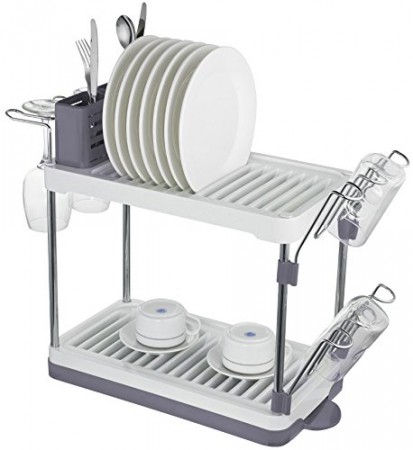 Surpahs 2-Tier Compact Dish Drying Rack (Gray)